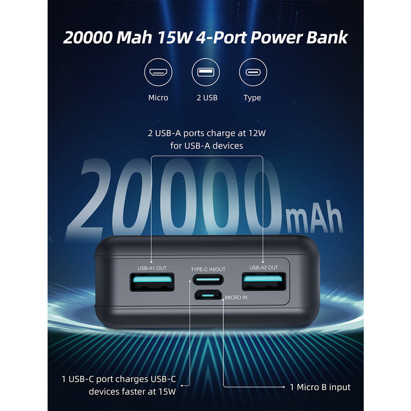 پاوربانک 20000 میلیآمپری راوپاور مدل RP-PB1216