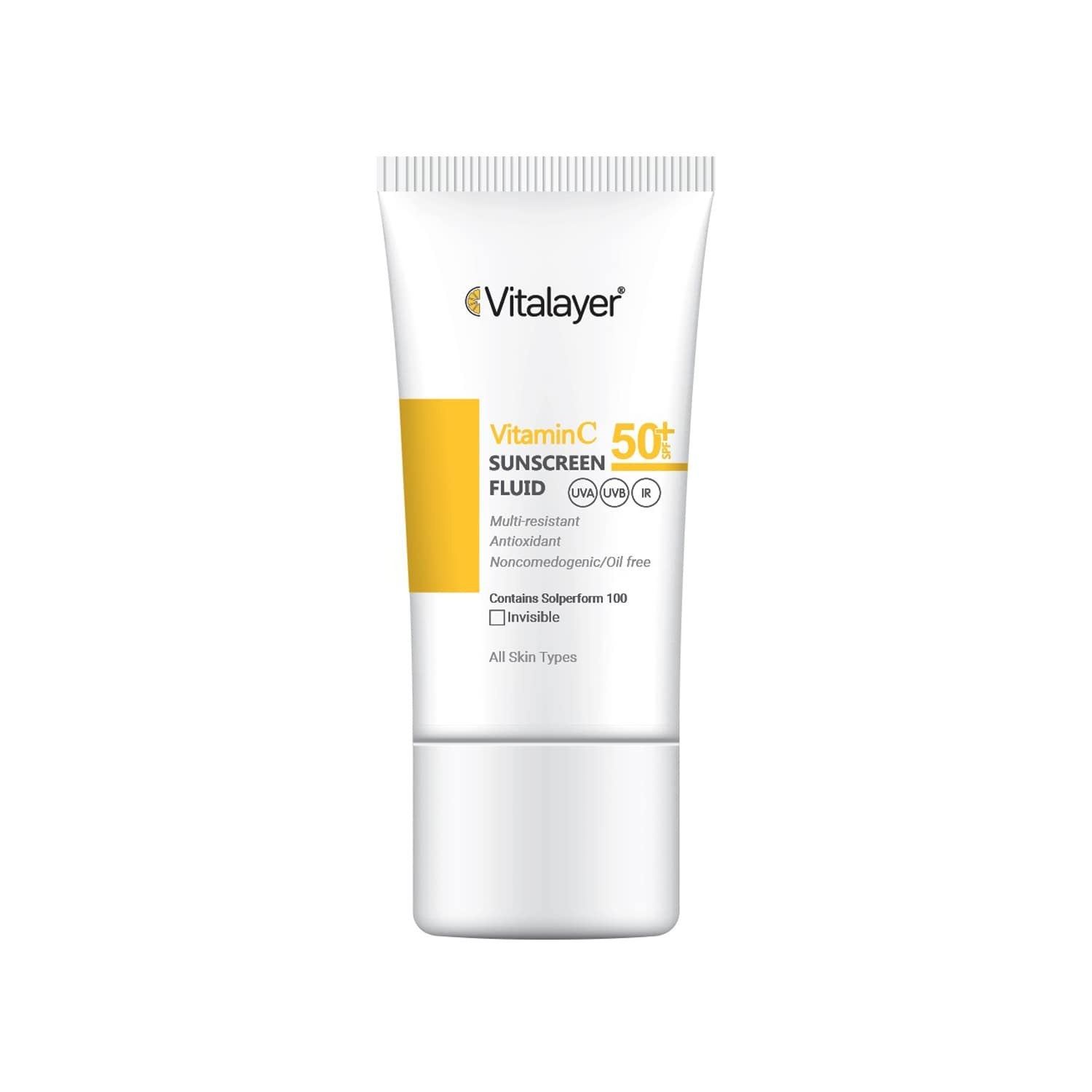 فلوئید ضد آفتاب SPF 50 ویتالیر مدل Vitamin C حجم 50 میلی لیتر - بی رنگ