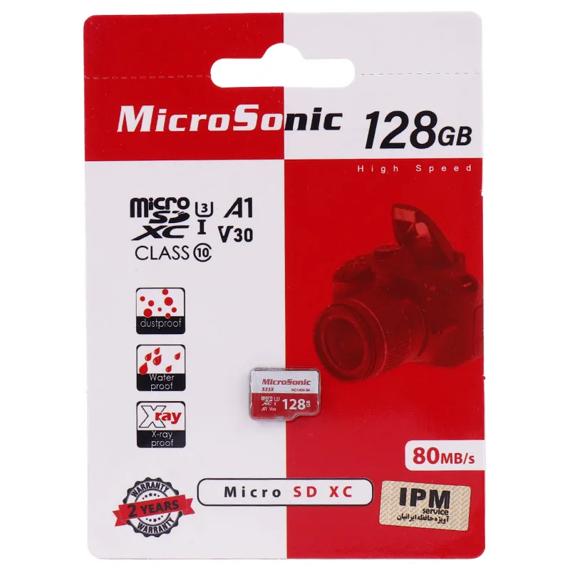 کارت حافظه میکروسونیک مدل 533X-A1-V30 ظرفیت ۱۲۸ گیگابایت کلاس ۱۰ UHS-I U3 سرعت ۸۰MBps