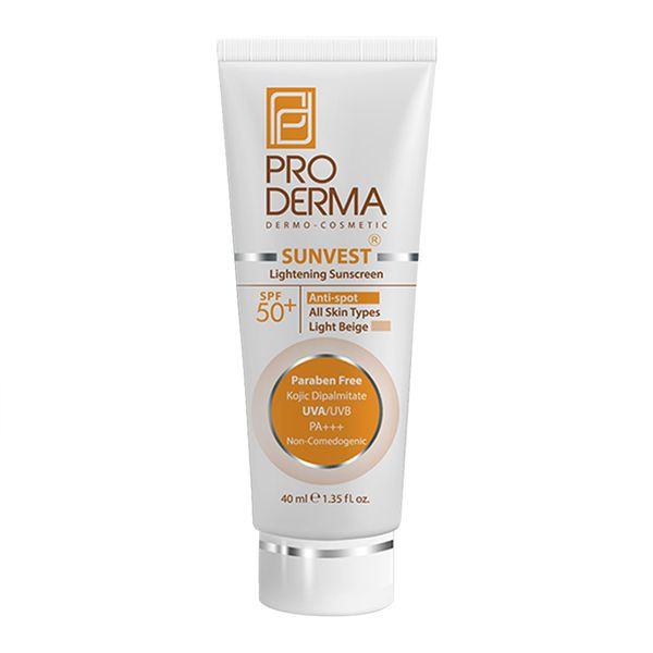ضد آفتاب ضد لک و روشن کننده +SPF50 بژ روشن پرودرما 40 میل